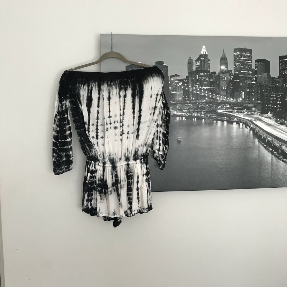 black and white romper